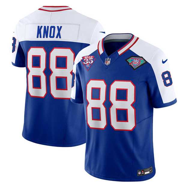 Men & Women & Youth Buffalo Bills #88 Dawson Knox Blue White 2023 F.U.S.E. 75th Anniversary Throwback Vapor Untouchable Limited Football Stitched Jersey